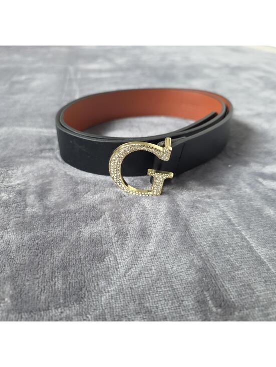 Guess Accessories - Guess Rhinestone G Logo Buckle Belt - Black - L